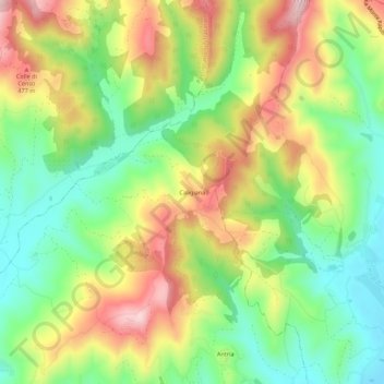 Mappa topografica Caligiana, altitudine, rilievo