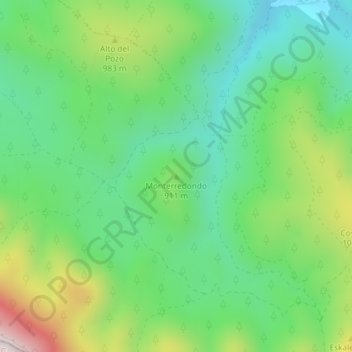 Mappa topografica Monterredondo, altitudine, rilievo