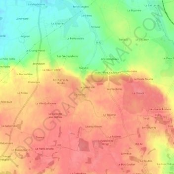 Mappa topografica Le Grand Val, altitudine, rilievo