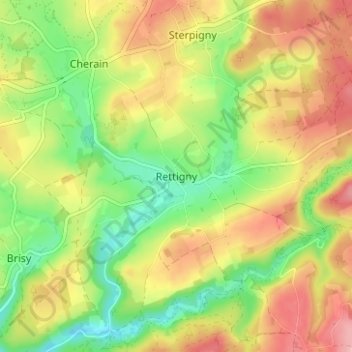 Mappa topografica Rettigny, altitudine, rilievo