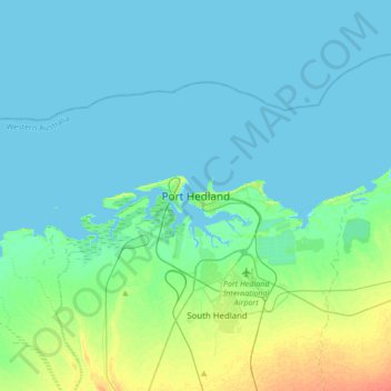 Mappa topografica Port Hedland, altitudine, rilievo
