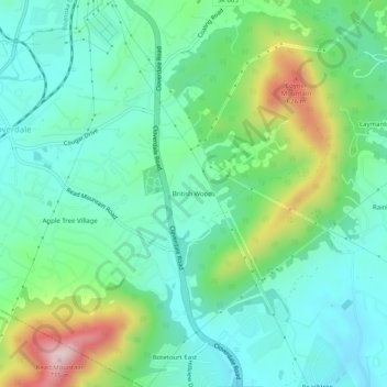 Mappa topografica British Woods, altitudine, rilievo