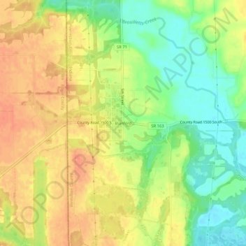 Mappa topografica Blanford, altitudine, rilievo