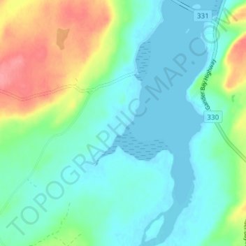 Mappa topografica Gander Bay, altitudine, rilievo