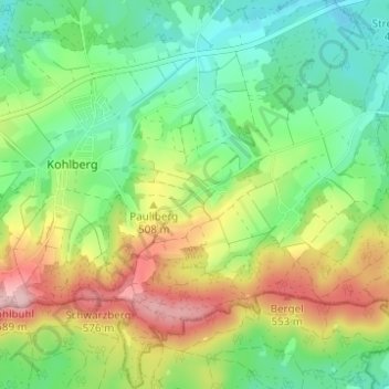 Mappa topografica Artesgrün, altitudine, rilievo
