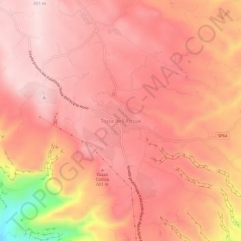 Mappa topografica Testa dell'Acqua, altitudine, rilievo