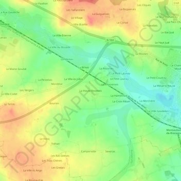 Mappa topografica La Haute Rouvrais, altitudine, rilievo