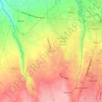Mappa topografica Biluso, altitudine, rilievo
