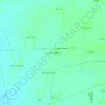 Mappa topografica Jalalpur Jattan, altitudine, rilievo