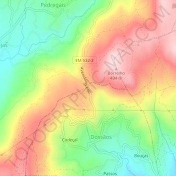 Mappa topografica Fojo, altitudine, rilievo