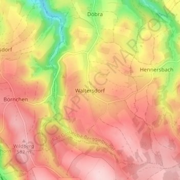 Mappa topografica Waltersdorf, altitudine, rilievo