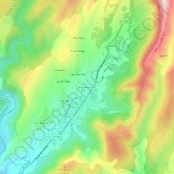 Mappa topografica Les Sabatiers, altitudine, rilievo