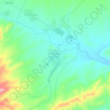 Mappa topografica Amellagou, altitudine, rilievo