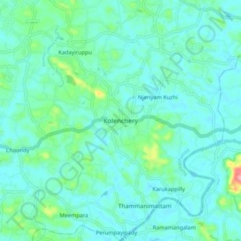 Mappa topografica Kolenchery, altitudine, rilievo