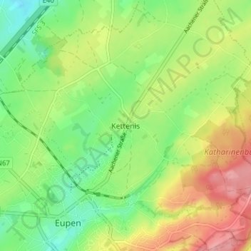 Mappa topografica Kettenis, altitudine, rilievo
