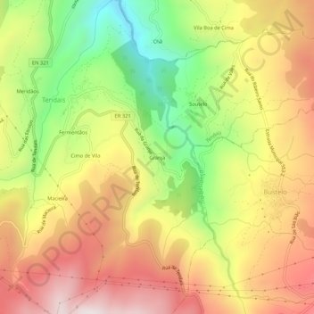 Mappa topografica Granja, altitudine, rilievo