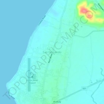 Mappa topografica San Fernando, altitudine, rilievo