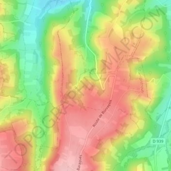 Mappa topografica Banchet, altitudine, rilievo