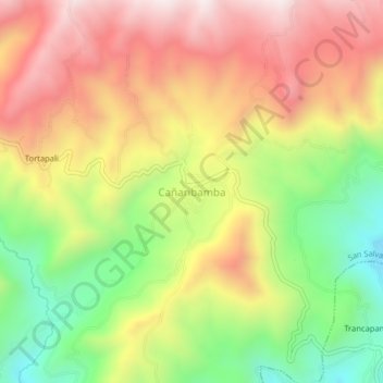 Mappa topografica Cañaribamba, altitudine, rilievo