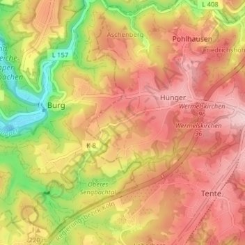 Mappa topografica Stolzenberg, altitudine, rilievo