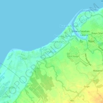 Mappa topografica Mabulo, altitudine, rilievo