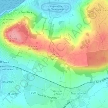 Mappa topografica Mont Canisy, altitudine, rilievo