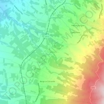 Mappa topografica Tobia, altitudine, rilievo