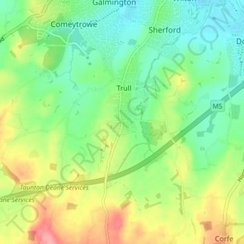 Mappa topografica Staplehay, altitudine, rilievo