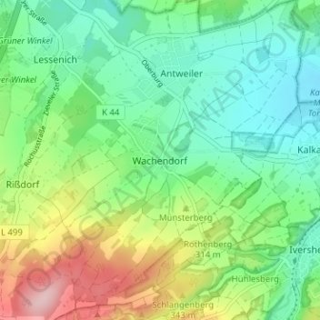 Mappa topografica Wachendorf, altitudine, rilievo