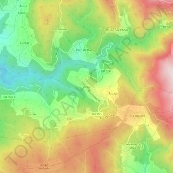 Mappa topografica Viadal, altitudine, rilievo