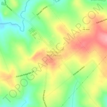 Mappa topografica São Miguel do Cambuí, altitudine, rilievo