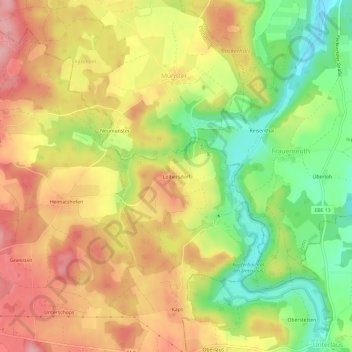 Mappa topografica Loibersdorf, altitudine, rilievo