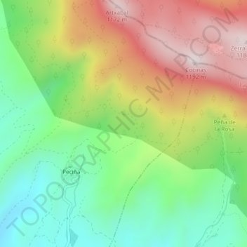 Mappa topografica Pasos Malos, altitudine, rilievo