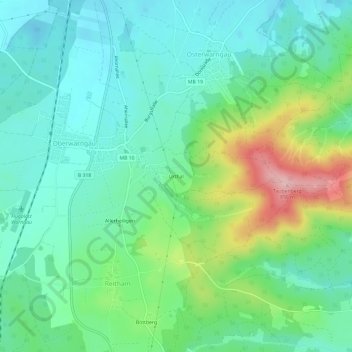 Mappa topografica Urthal, altitudine, rilievo