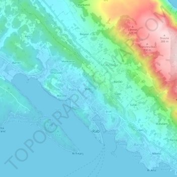 Mappa topografica Dudići, altitudine, rilievo