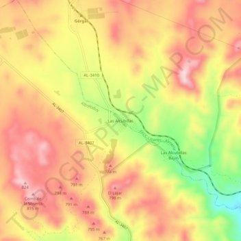 Mappa topografica Las Alcubillas Altas, altitudine, rilievo