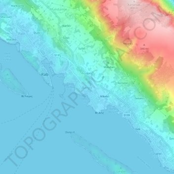 Mappa topografica Bagnoli, altitudine, rilievo