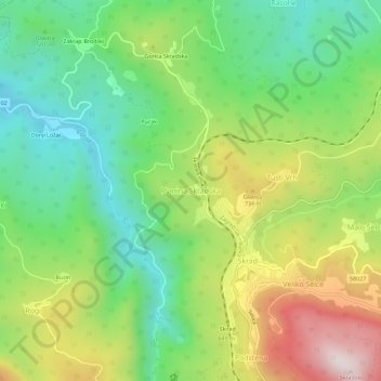 Mappa topografica Planina Skradska, altitudine, rilievo