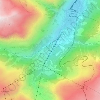 Mappa topografica Blatten, altitudine, rilievo