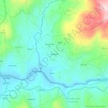 Mappa topografica São Jorge, altitudine, rilievo