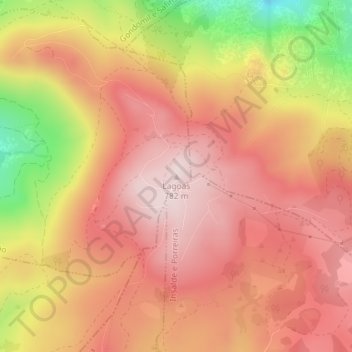 Mappa topografica Lagoas, altitudine, rilievo
