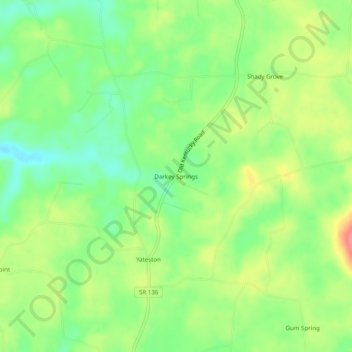 Mappa topografica Darkey Springs, altitudine, rilievo
