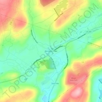 Mappa topografica Marshalls Creek, altitudine, rilievo
