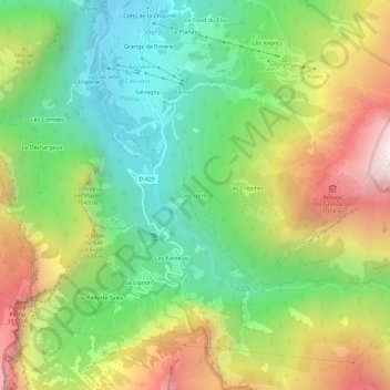 Mappa topografica Les Sprits, altitudine, rilievo