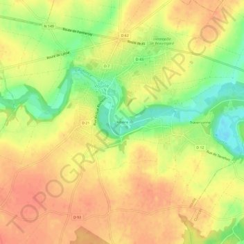 Mappa topografica Ribière, altitudine, rilievo