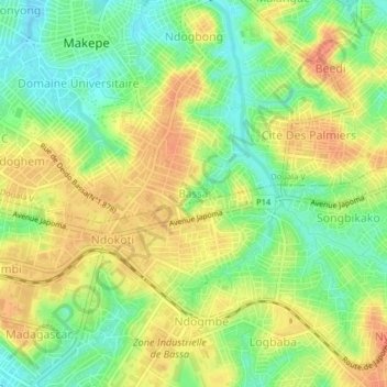Mappa topografica Bassa, altitudine, rilievo