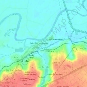 Mappa topografica Liberdade, altitudine, rilievo