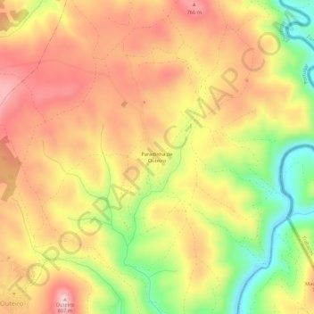 Mappa topografica Paradinha de Outeiro, altitudine, rilievo