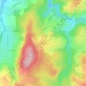 Mappa topografica Villars le Bas, altitudine, rilievo