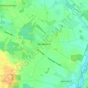 Mappa topografica Westeresch, altitudine, rilievo